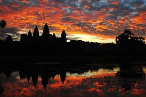 Sunset of Angkor Wat in June