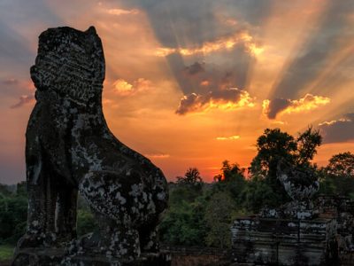 sunset over bakheng mountain, Cambodia travel tours