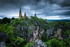 On the top of Phnom Sampeou Mountain