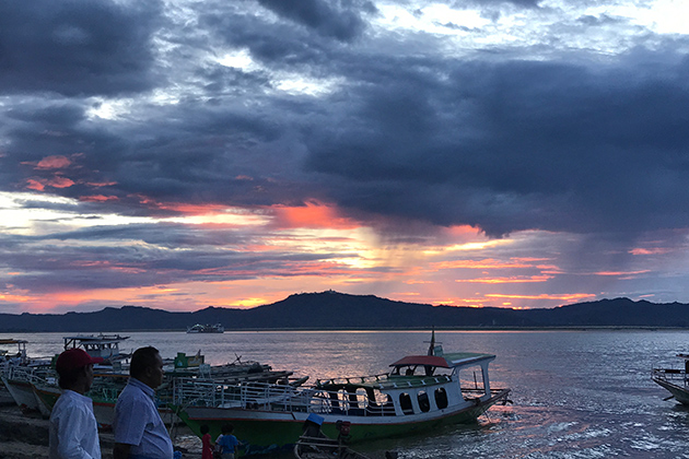 Sunset over Irrawaddy River